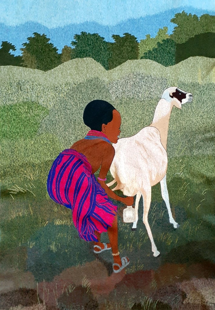 Child Milking His Goat
